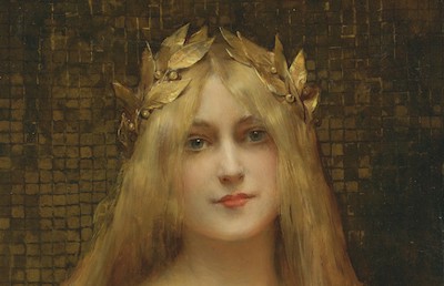 オリーブの冠を被る女性